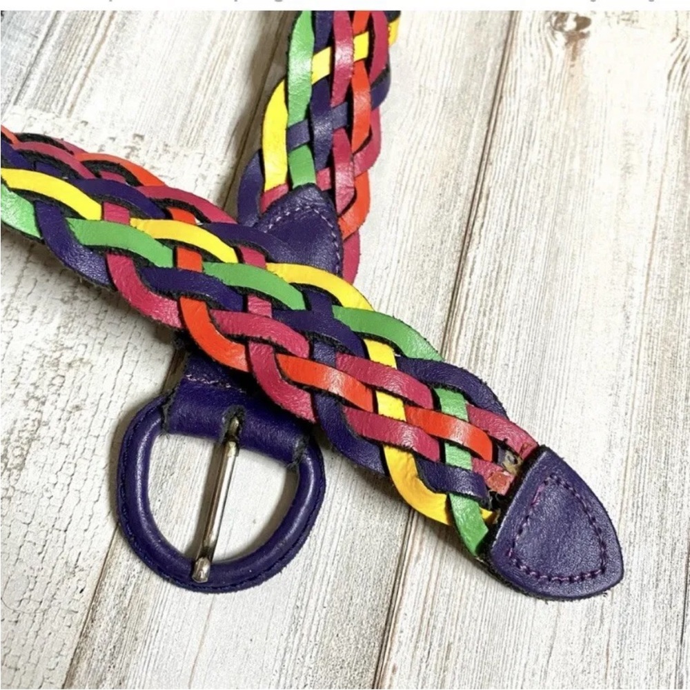 Women's Colorful Woven Leather Belt M/L